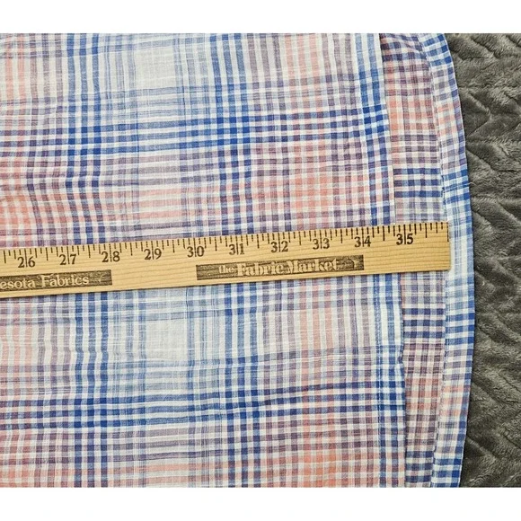 Columbia Women's Dress 3/4 Sleeve Size Large Blue Coral 100% Cotton Checkered - Picture 6 of 7